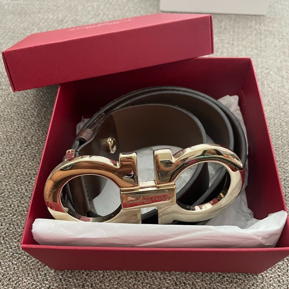 Men brown ferragamo belt
